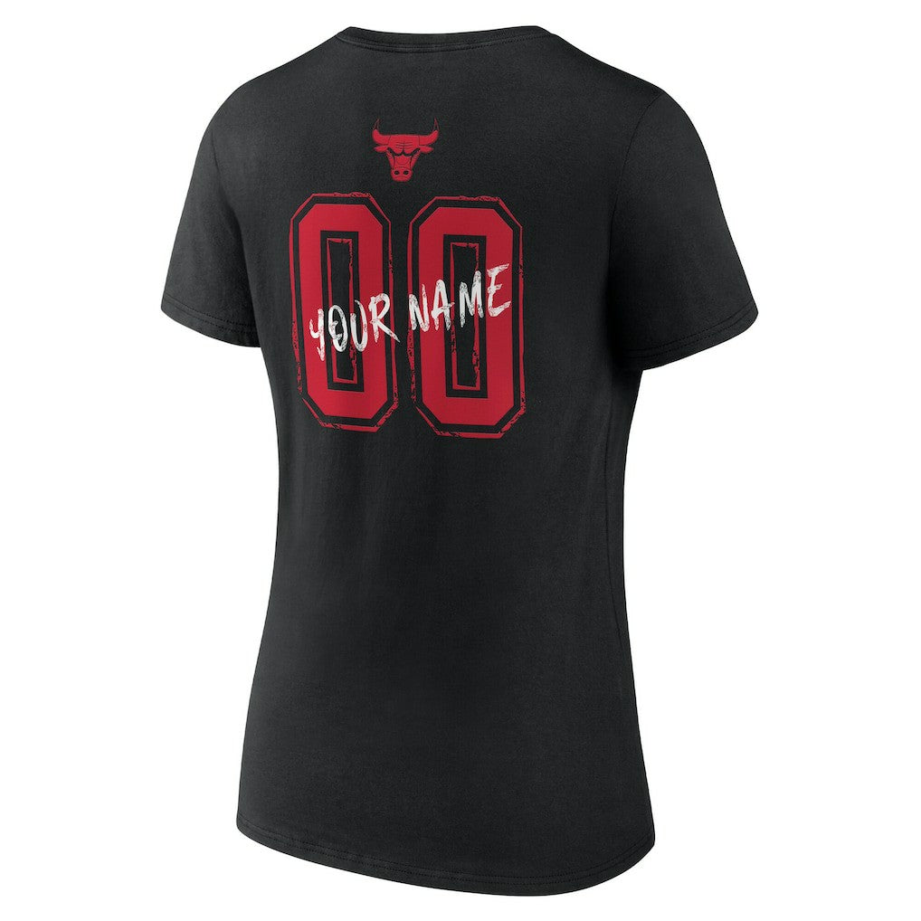 Chicago Bulls Women's Hustle Custom V-Neck T-Shirt Black