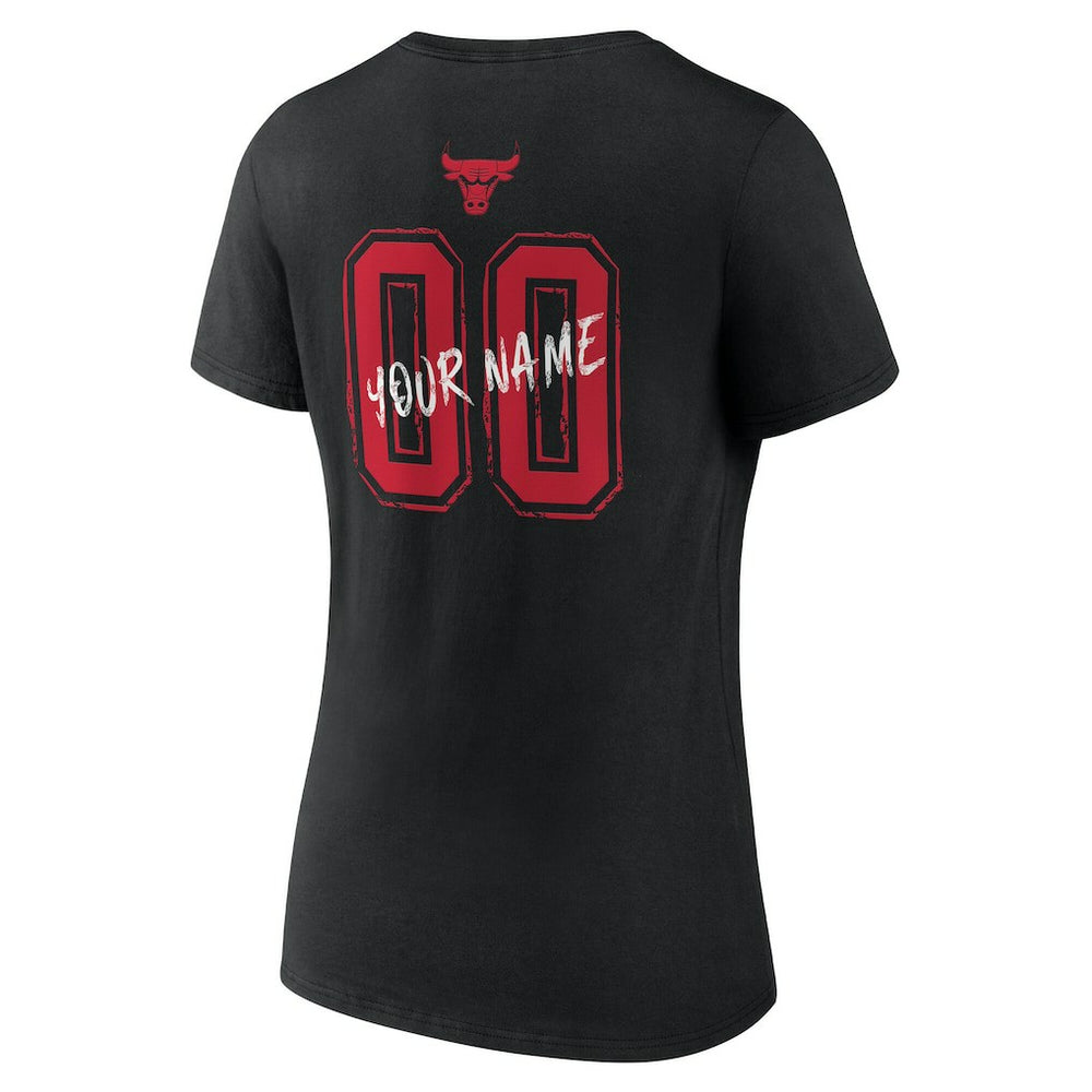 Chicago Bulls Women's Hustle Custom V-Neck T-Shirt Black