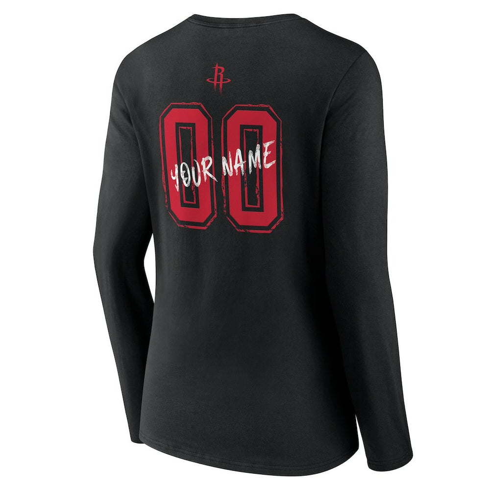 Houston Rockets Women's Hustle Custom Long Sleeve V-Neck T-Shirt Black