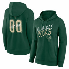 Milwaukee Bucks Women's Hustle Custom Pullover Hoodie Hunter Green