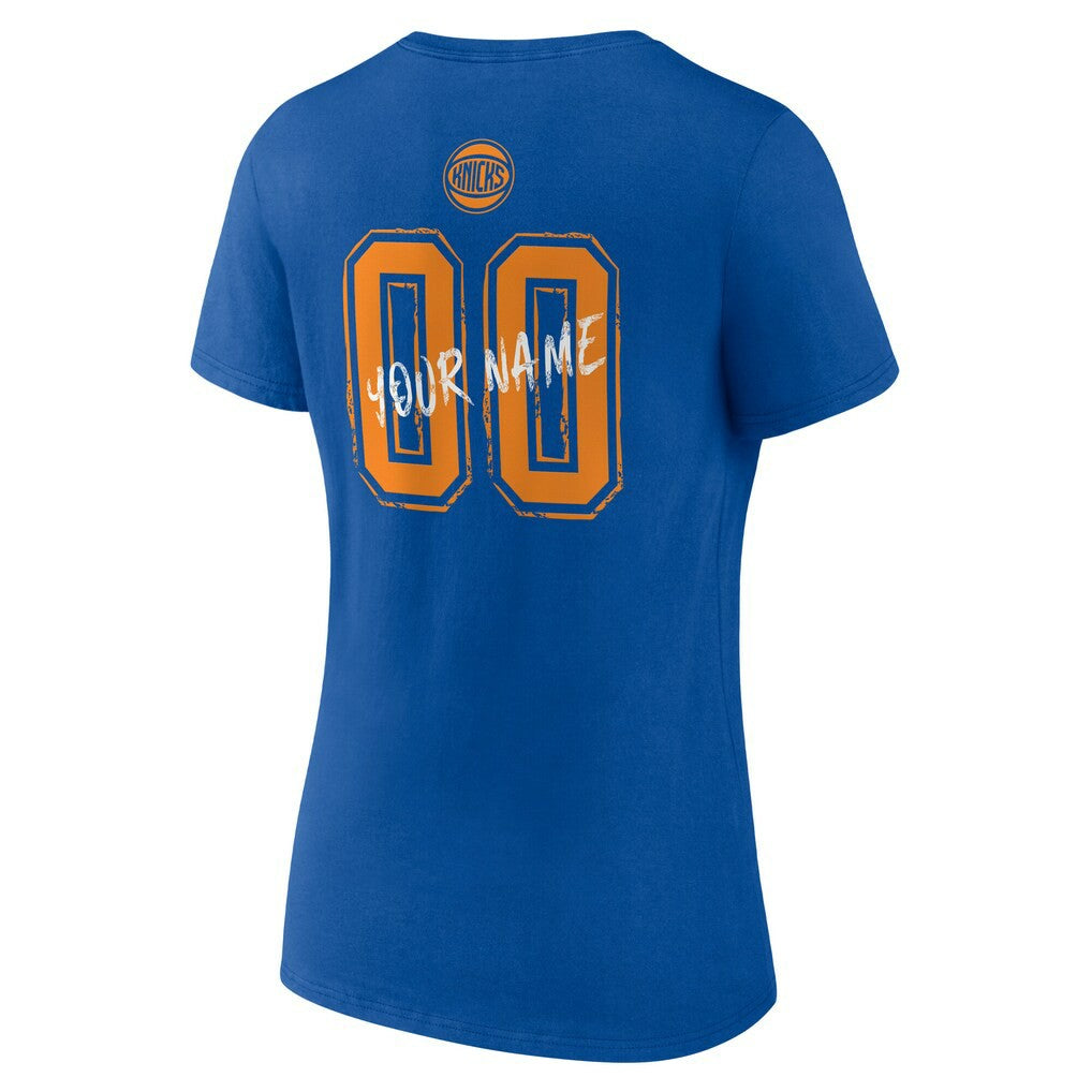 New York Knicks Women's Hustle Custom V-Neck T-Shirt Blue