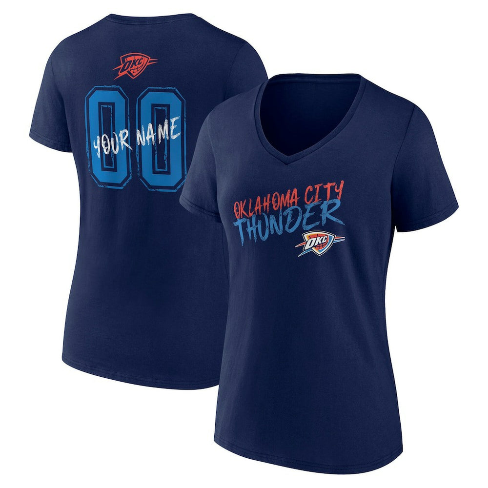 Oklahoma City Thunder Women's Hustle Custom V-Neck T-Shirt Navy