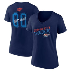 Oklahoma City Thunder Women's Hustle Custom V-Neck T-Shirt Navy