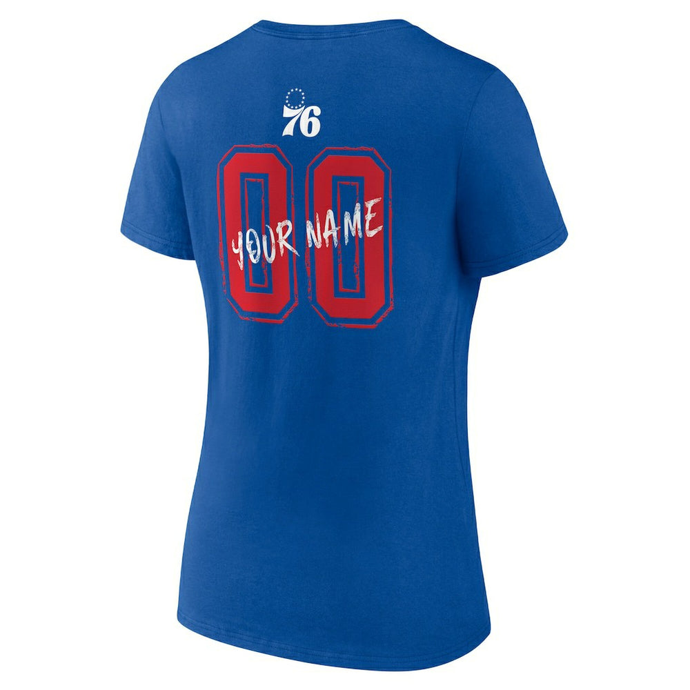 Philadelphia 76ers Women's Hustle Custom V-Neck T-Shirt Royal