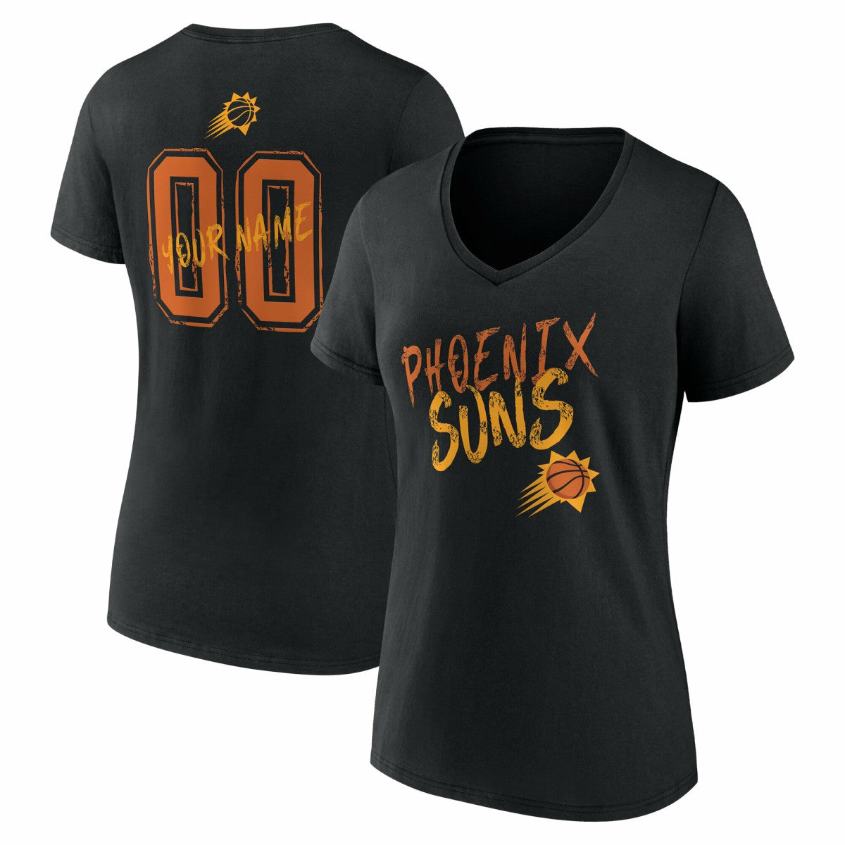 Phoenix Suns Women's Hustle Custom V-Neck T-Shirt Black