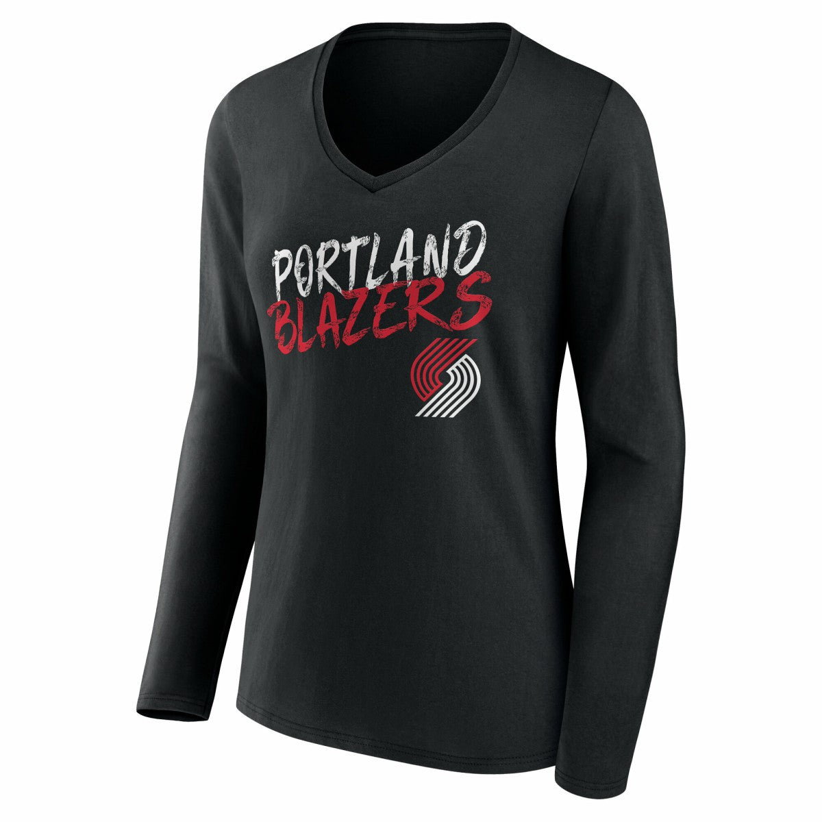 Portland Trail Blazers Women's Hustle Custom Long Sleeve V-Neck T-Shirt Black