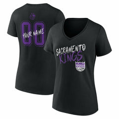 Sacramento Kings Women's Hustle Custom V-Neck T-Shirt Black