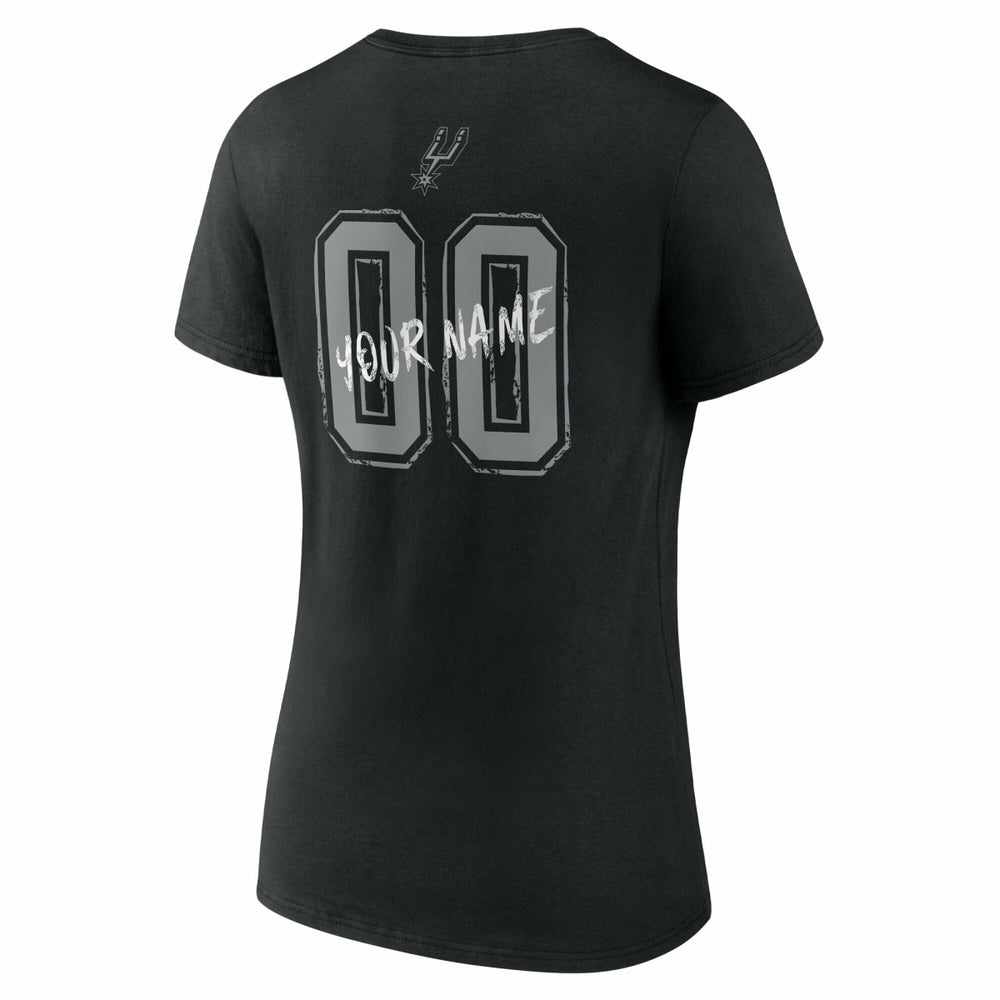 San Antonio Spurs Women's Hustle Custom V-Neck T-Shirt Black