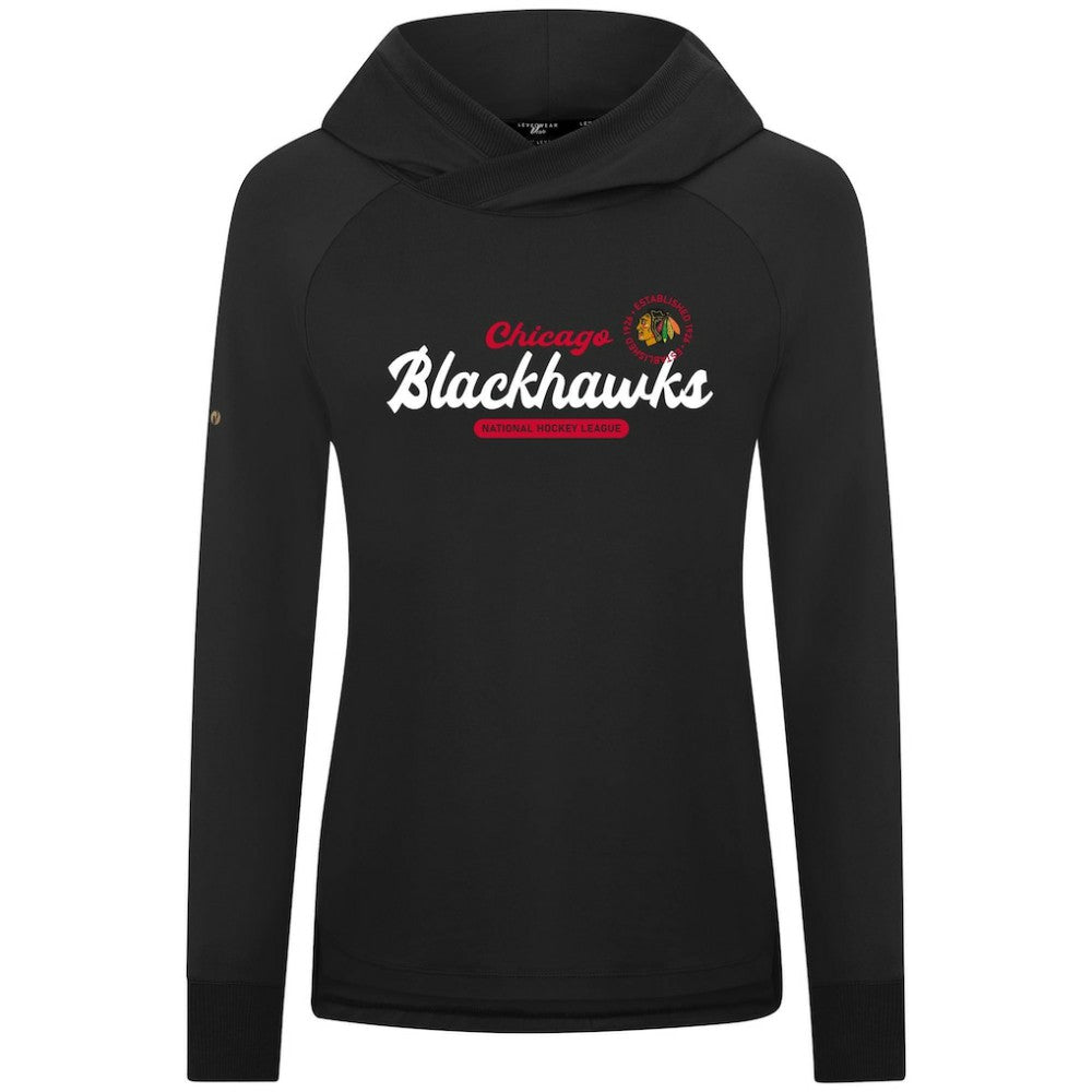 Chicago Blackhawks Levelwear Women's Slender Monument Raglan Pullover Hoodie - Black - NHL 203144849