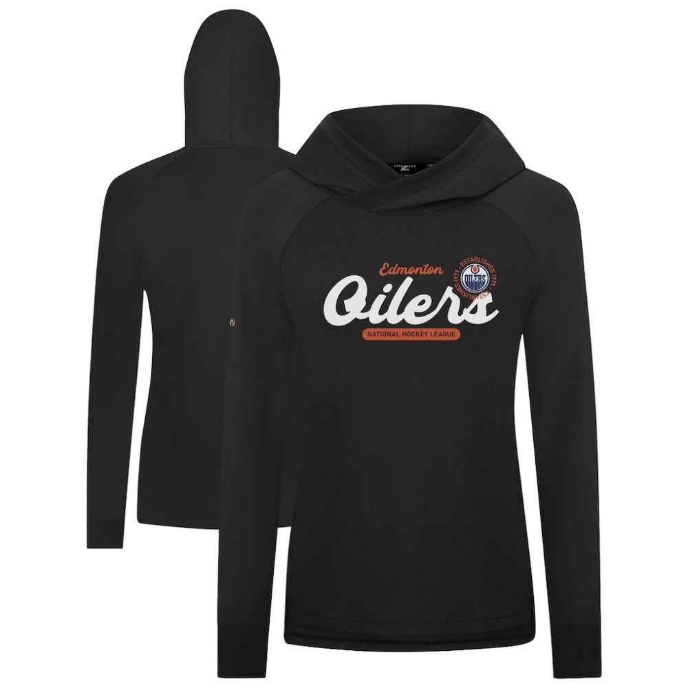Edmonton Oilers Levelwear Women's Slender Monument Raglan Pullover Hoodie - Black - NHL 203144853