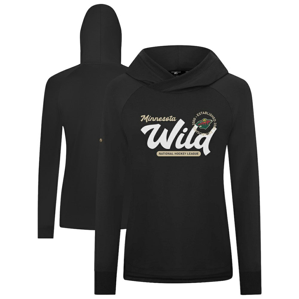 Minnesota Wild Levelwear Women's Slender Monument Raglan Pullover Hoodie - Black - NHL 203144854