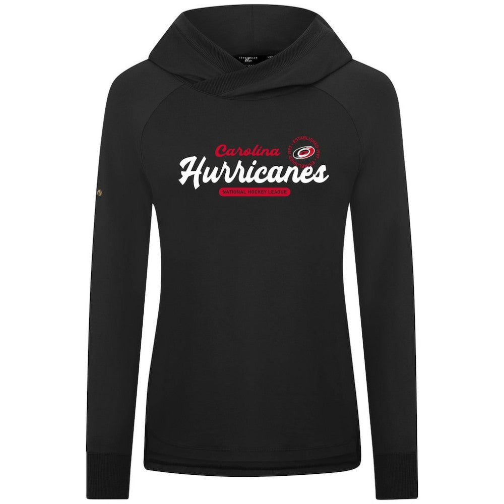 Carolina Hurricanes Levelwear Women's Slender Monument Raglan Pullover Hoodie - Black - NHL 203144855