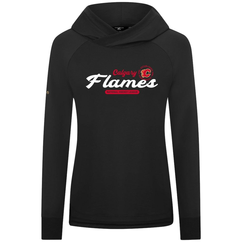 Calgary Flames Levelwear Women's Slender Monument Raglan Pullover Hoodie - Black - NHL 203144871
