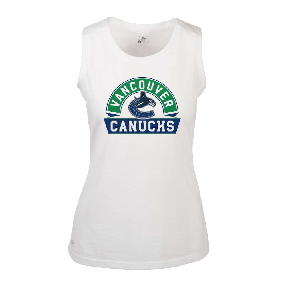 Vancouver Canucks Levelwear Women's Macy Banner Arch Tank Top - White - NHL 203145079