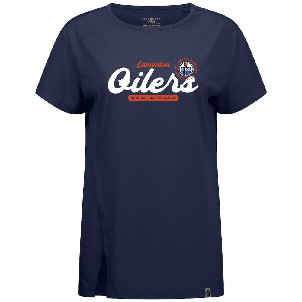 Edmonton Oilers Levelwear Women's Influx Monument T-Shirt - Navy - NHL 203145099