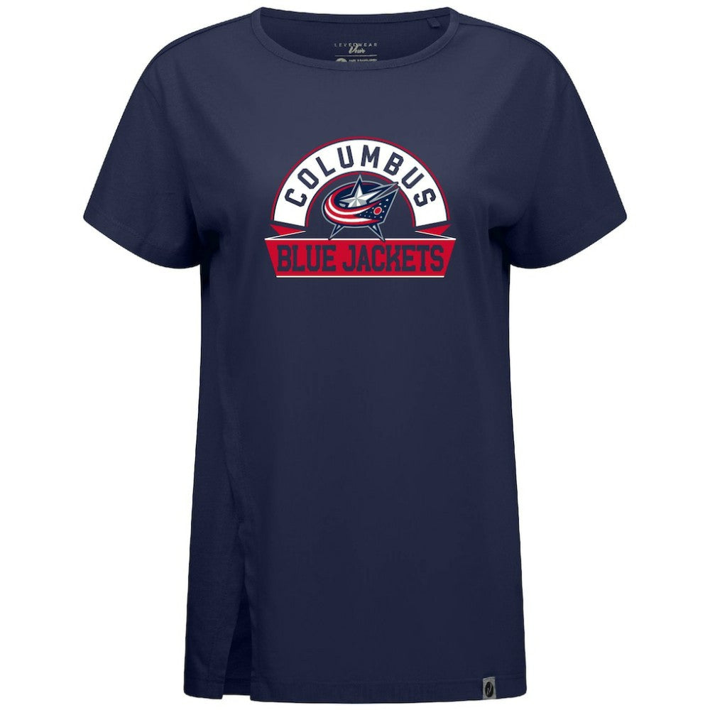 Columbus Blue Jackets Levelwear Women's Influx Banner Arch T-Shirt - Navy - NHL 203145180