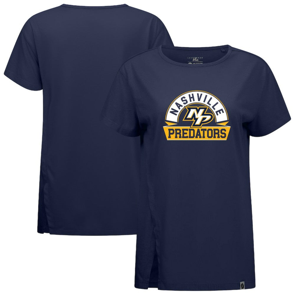 Nashville Predators Levelwear Women's Influx Banner Arch T-Shirt - Navy - NHL 203145182