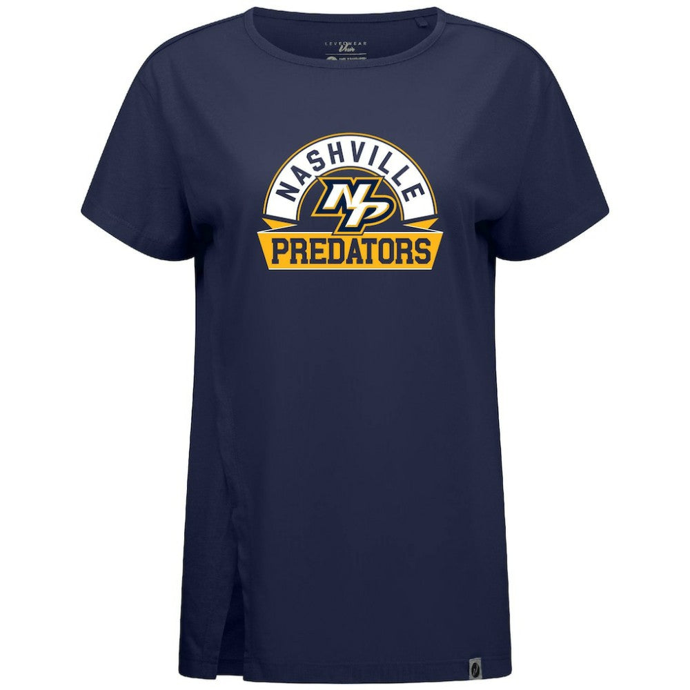 Nashville Predators Levelwear Women's Influx Banner Arch T-Shirt - Navy - NHL 203145182