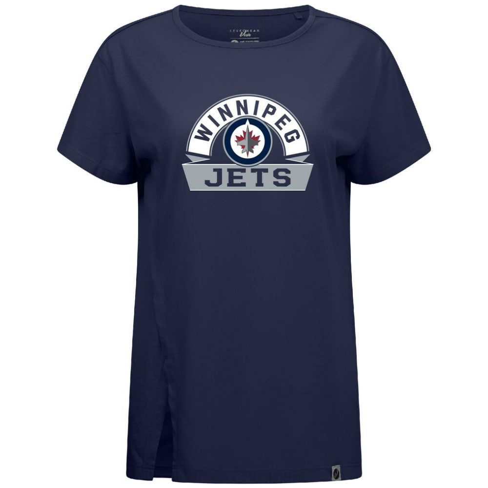 Winnipeg Jets Levelwear Women's Influx Banner Arch T-Shirt - Navy - NHL 203145190