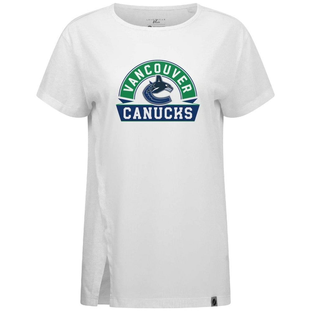 Vancouver Canucks Levelwear Women's Influx Banner Arch T-Shirt - White - NHL 203145196