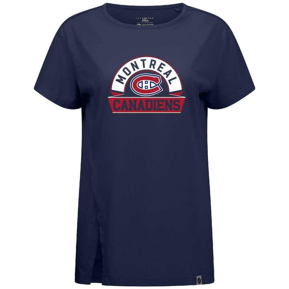Montreal Canadiens Levelwear Women's Influx Banner Arch T-Shirt - Navy - NHL 203145206