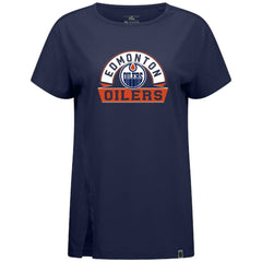 Edmonton Oilers Levelwear Women's Influx Banner Arch T-Shirt - Navy - NHL 203145207