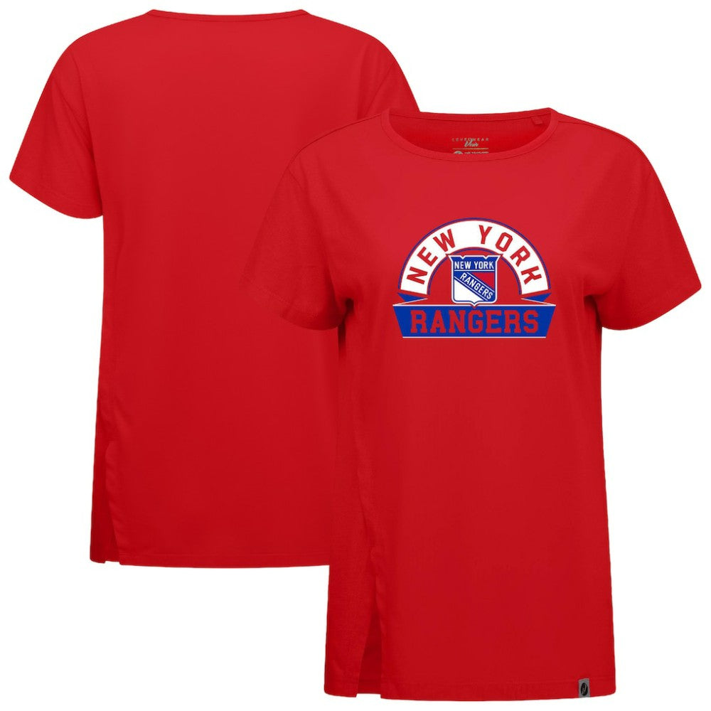 New York Rangers Levelwear Women's Influx Banner Arch T-Shirt - Red - NHL 203145213