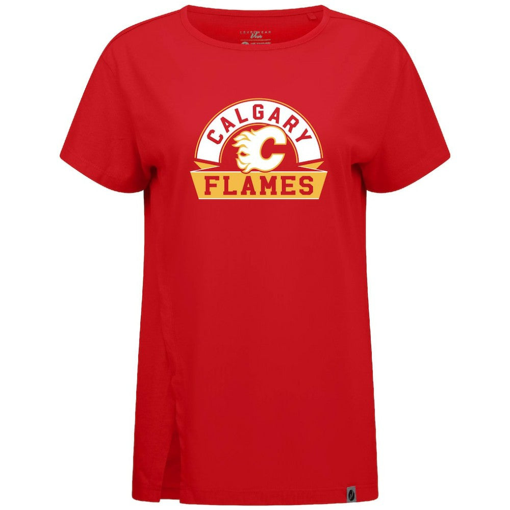 Calgary Flames Levelwear Women's Influx Banner Arch T-Shirt - Red - NHL 203145214