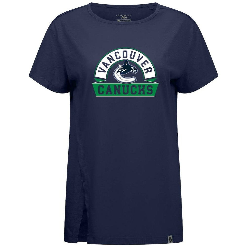 Vancouver Canucks Levelwear Women's Influx Banner Arch T-Shirt - Navy - NHL 203145220