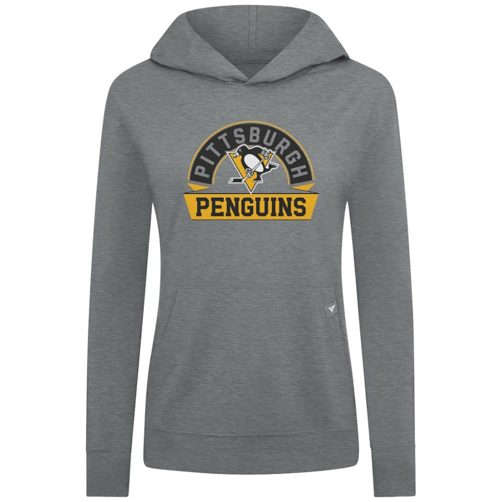 Pittsburgh Penguins Levelwear Women's Relay Banner Arch Pullover Hoodie - Gray - NHL 203145221