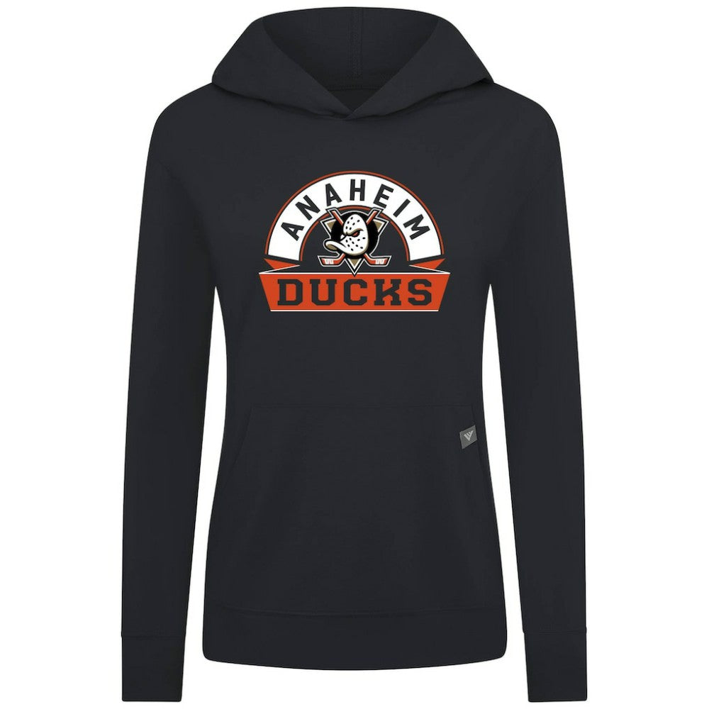 Anaheim Ducks Levelwear Women's Relay Banner Arch Pullover Hoodie - Black - NHL 203145223