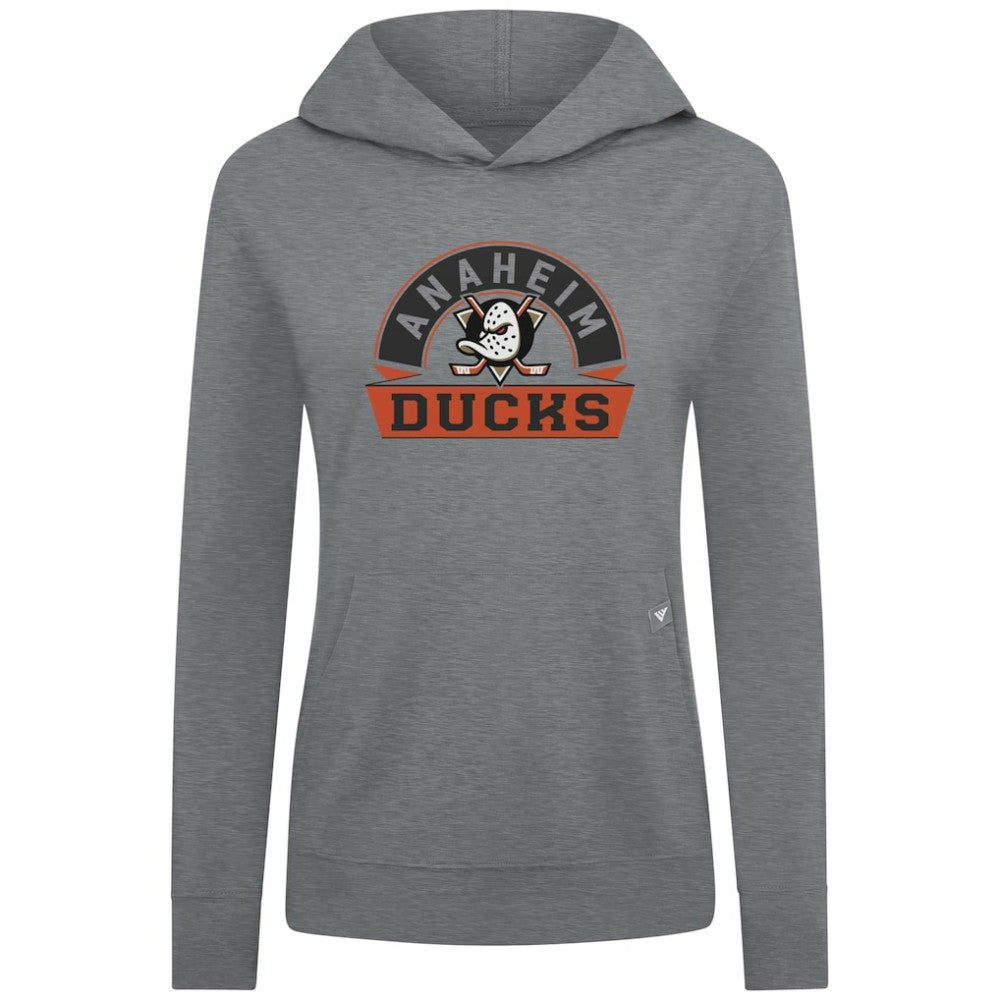 Anaheim Ducks Levelwear Women's Relay Banner Arch Pullover Hoodie - Gray - NHL 203145224