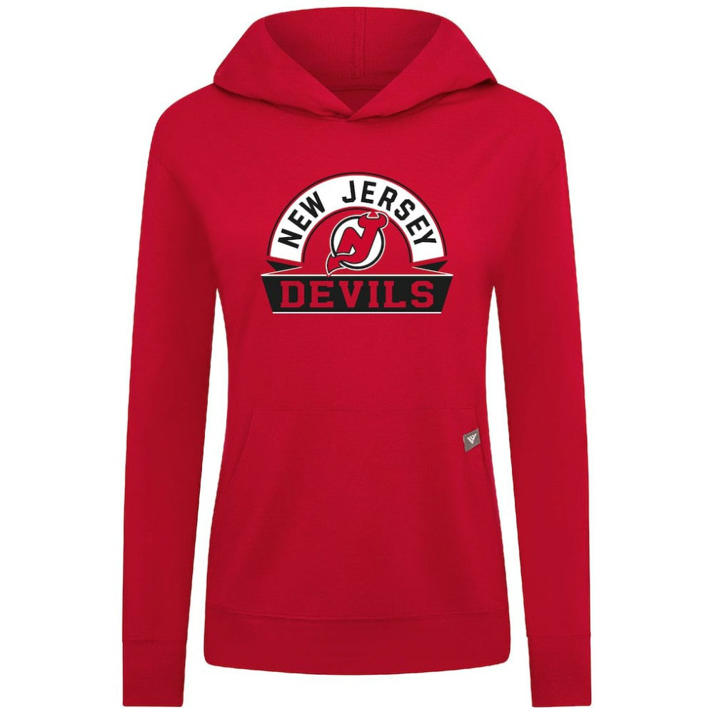 New Jersey Devils Levelwear Women's Relay Banner Arch Pullover Hoodie - Red - NHL 203145225