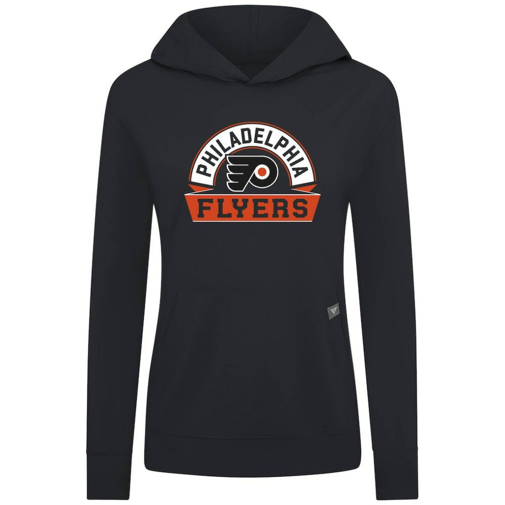 Philadelphia Flyers Levelwear Women's Relay Banner Arch Pullover Hoodie - Black - NHL 203145227