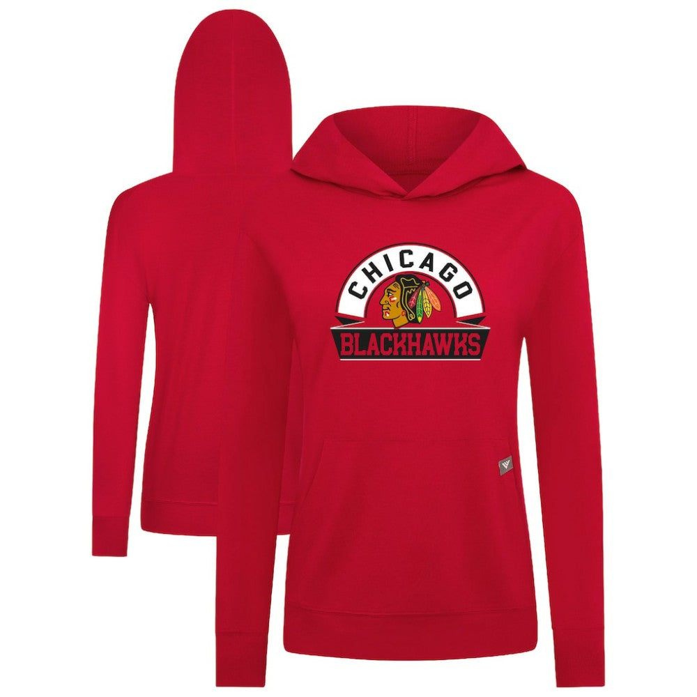 Chicago Blackhawks Levelwear Women's Relay Banner Arch Pullover Hoodie - Red - NHL 203145229