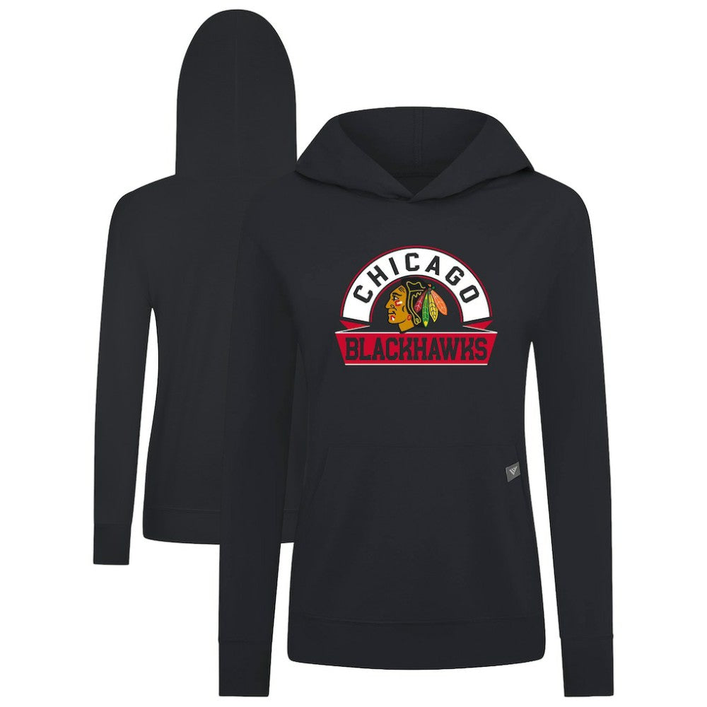 Chicago Blackhawks Levelwear Women's Relay Banner Arch Pullover Hoodie - Black - NHL 203145230