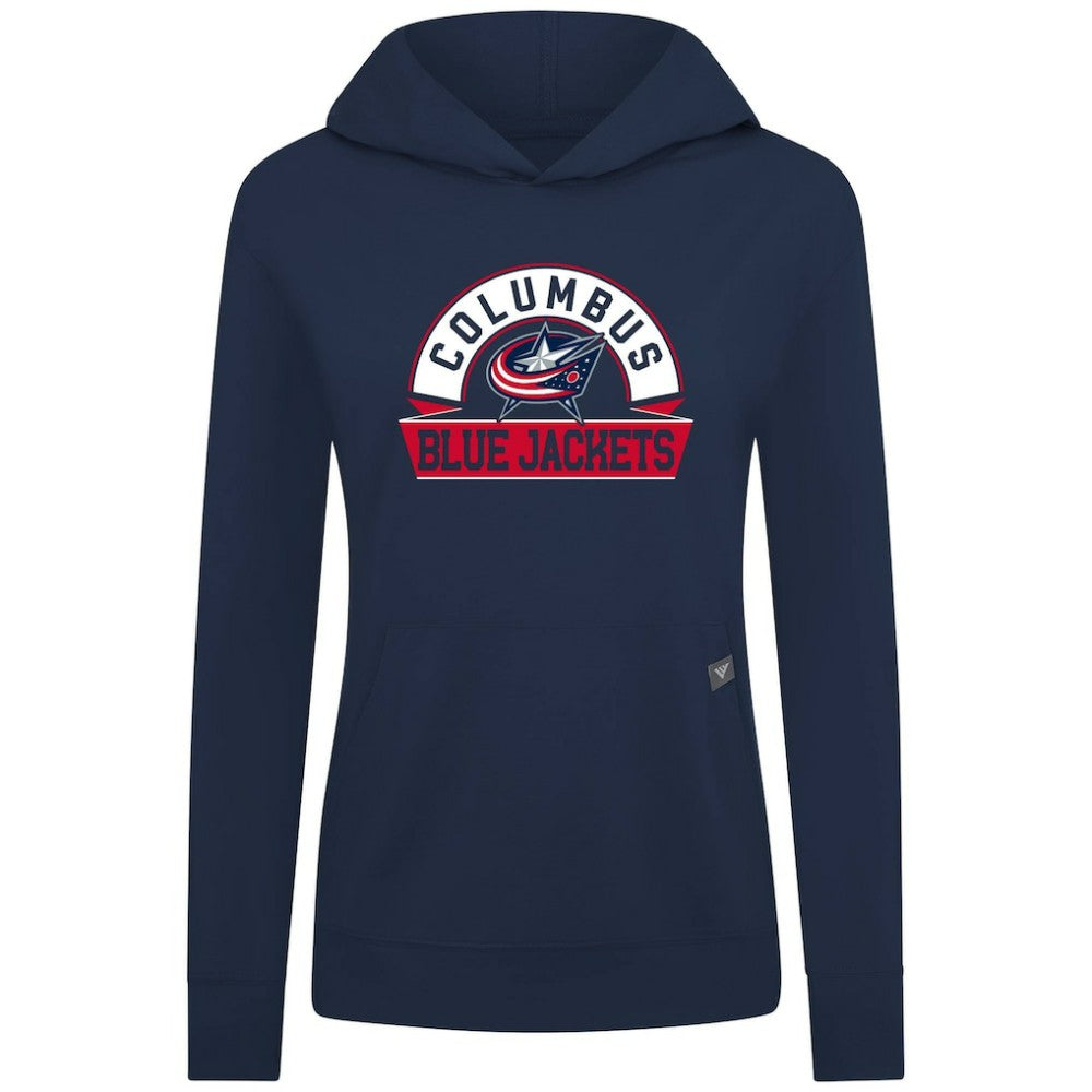 Columbus Blue Jackets Levelwear Women's Relay Banner Arch Pullover Hoodie - Navy - NHL 203145231