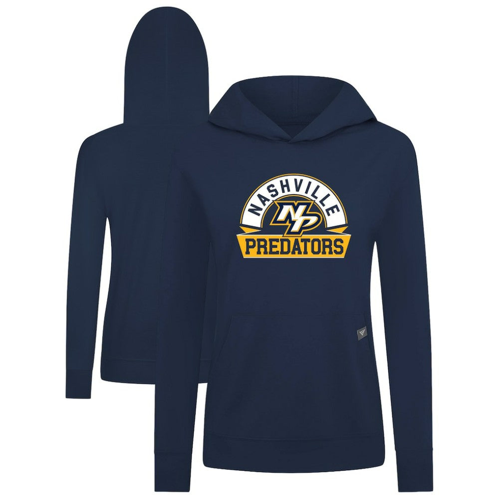 Nashville Predators Levelwear Women's Relay Banner Arch Pullover Hoodie - Navy - NHL 203145233