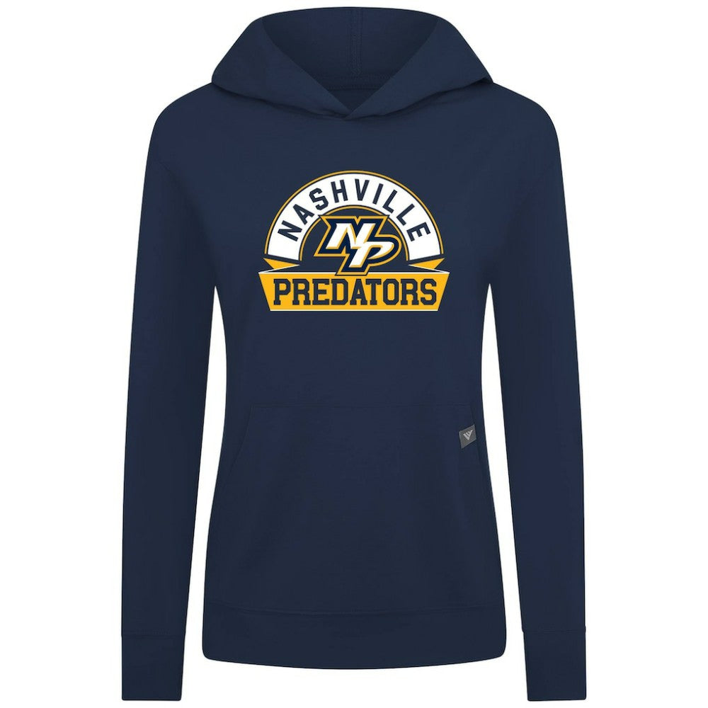 Nashville Predators Levelwear Women's Relay Banner Arch Pullover Hoodie - Navy - NHL 203145233