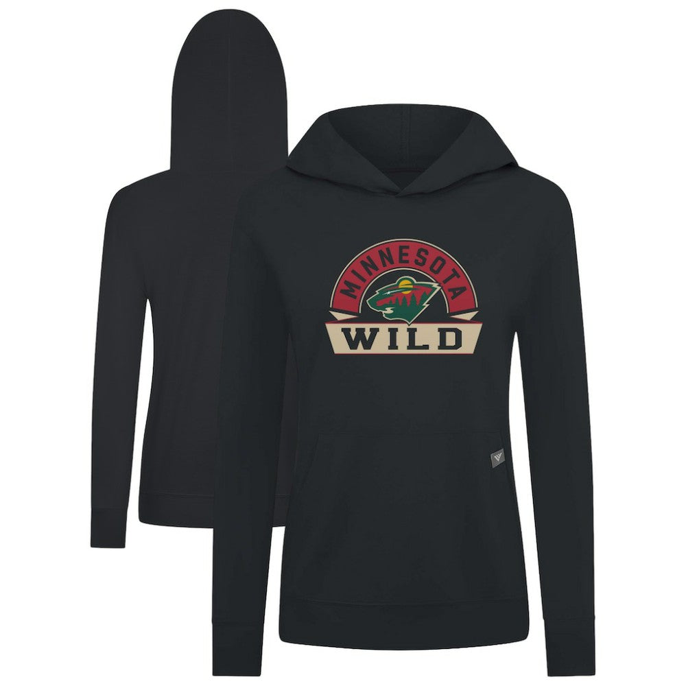 Minnesota Wild Levelwear Women's Relay Banner Arch Pullover Hoodie - Black - NHL 203145236
