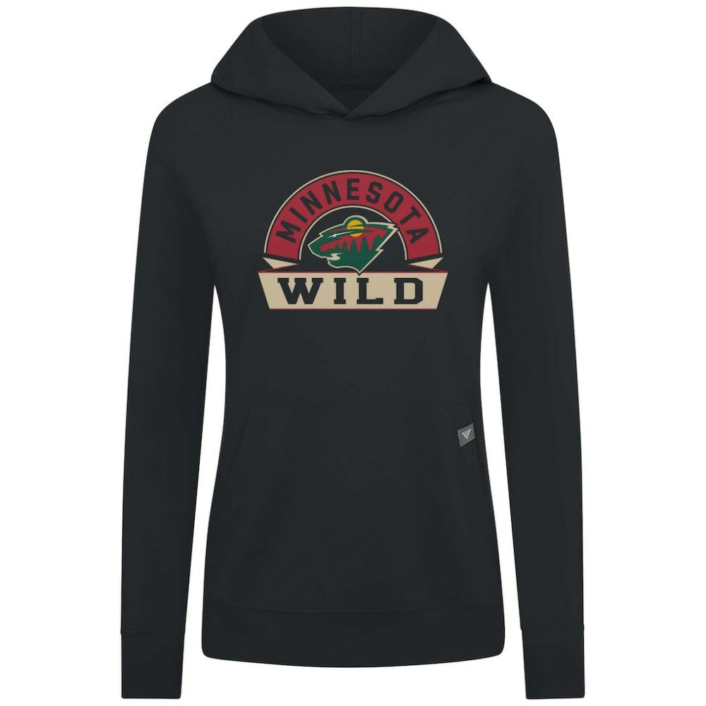 Minnesota Wild Levelwear Women's Relay Banner Arch Pullover Hoodie - Black - NHL 203145236