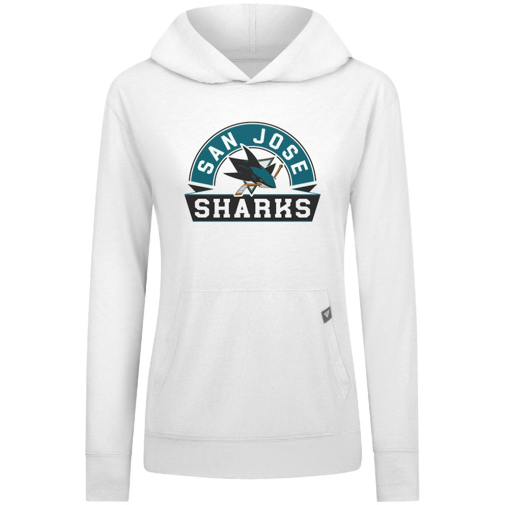 San Jose Sharks Levelwear Women's Relay Banner Arch Pullover Hoodie - White - NHL 203145241
