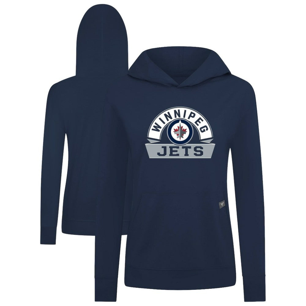 Winnipeg Jets Levelwear Women's Relay Banner Arch Pullover Hoodie - Navy - NHL 203145242