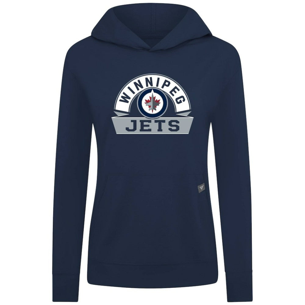 Winnipeg Jets Levelwear Women's Relay Banner Arch Pullover Hoodie - Navy - NHL 203145242