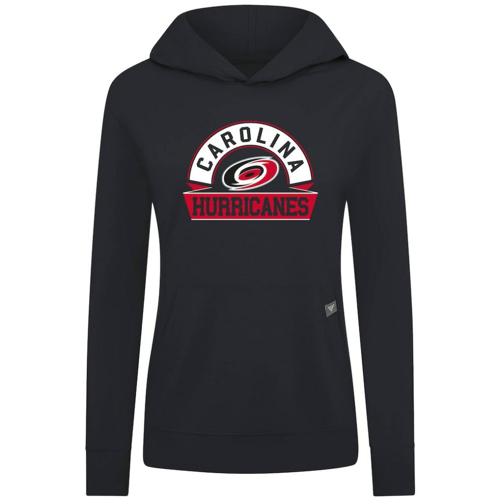 Carolina Hurricanes Levelwear Women's Relay Banner Arch Pullover Hoodie - Black - NHL 203145249