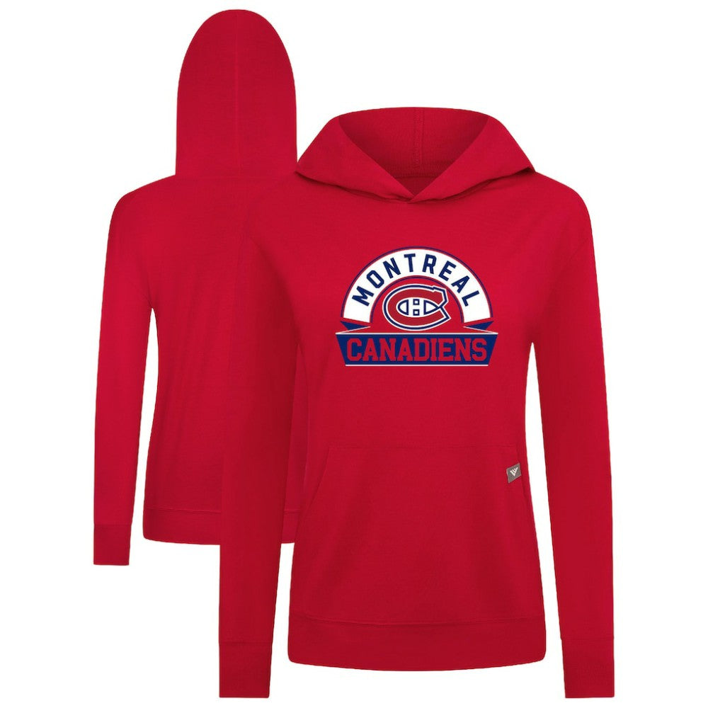 Montreal Canadiens Levelwear Women's Relay Banner Arch Pullover Hoodie - Red - NHL 203145253