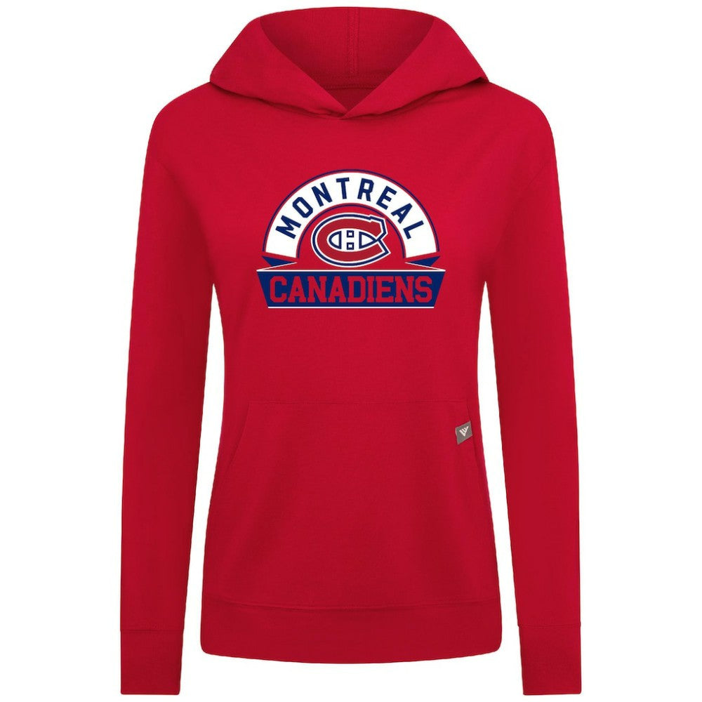 Montreal Canadiens Levelwear Women's Relay Banner Arch Pullover Hoodie - Red - NHL 203145253