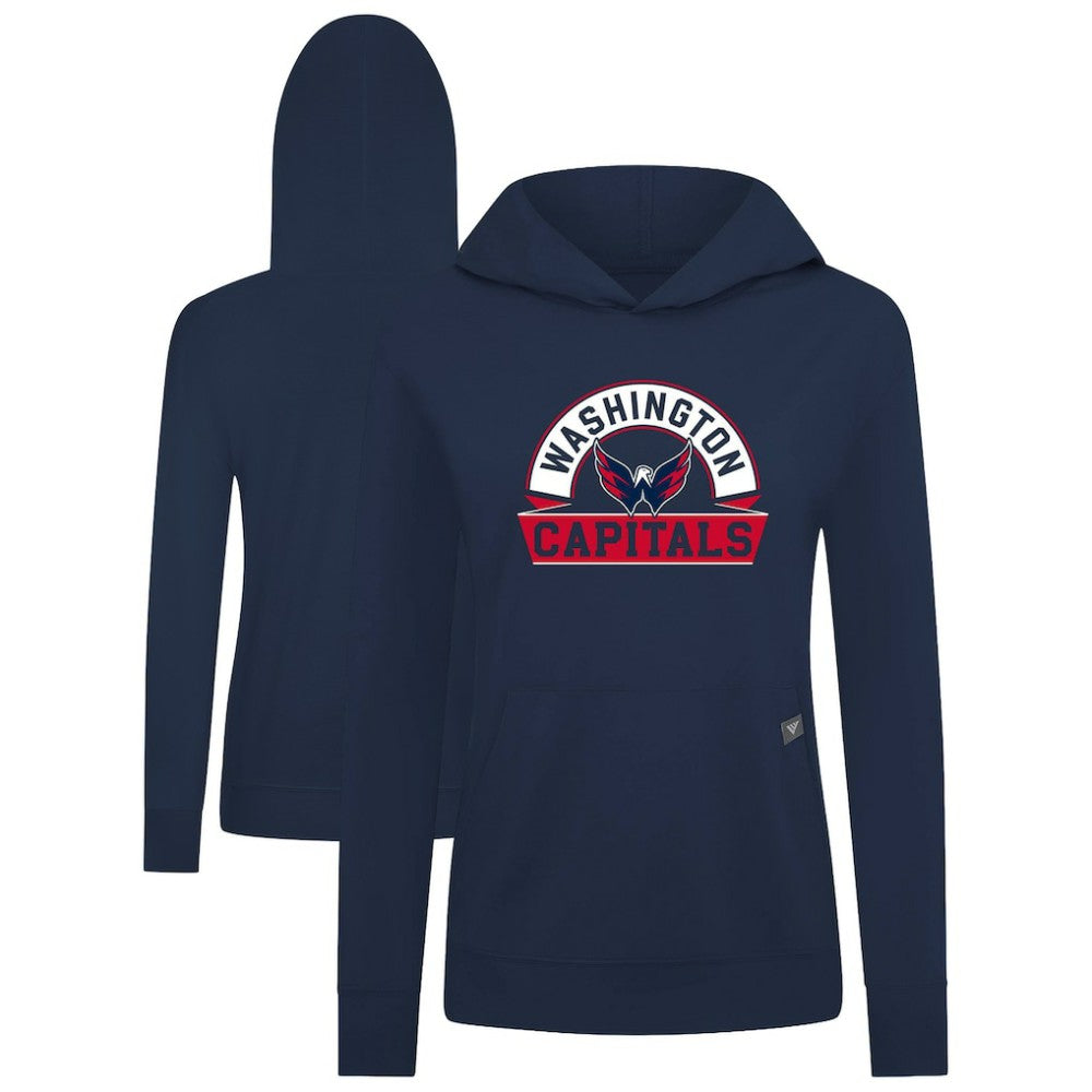 Washington Capitals Levelwear Women's Relay Banner Arch Pullover Hoodie - Navy - NHL 203145256
