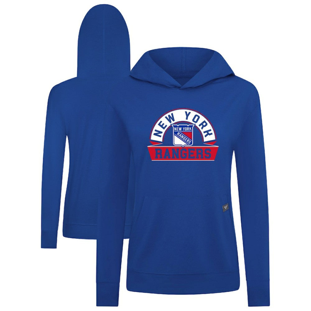 New York Rangers Levelwear Women's Relay Banner Arch Pullover Hoodie - Royal - NHL 203145259