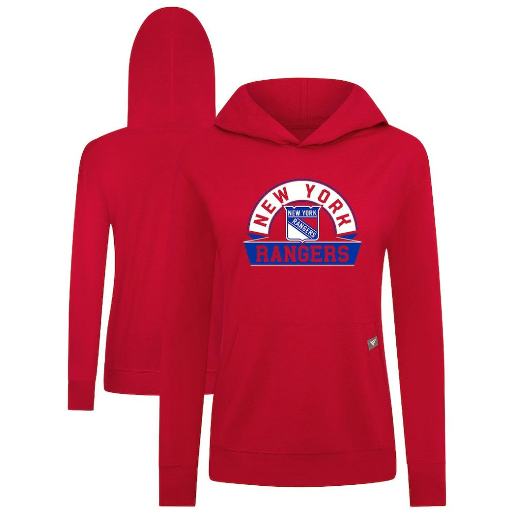 New York Rangers Levelwear Women's Relay Banner Arch Pullover Hoodie - Red - NHL 203145262